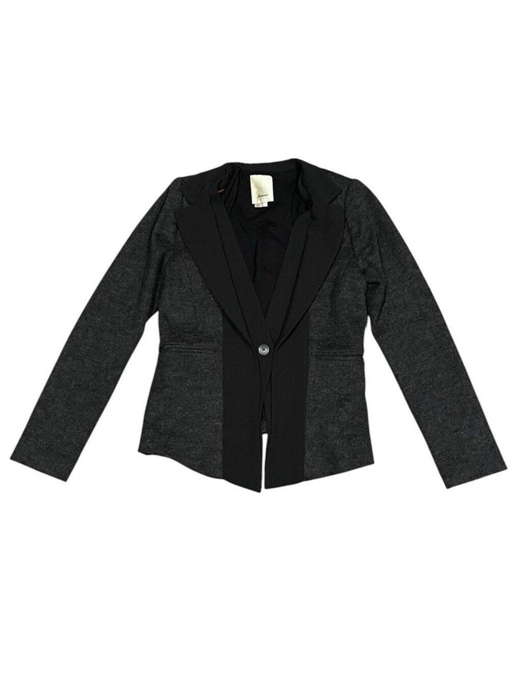 Elevenses Anthropologie Blazer Womens 12 Gray Black Wool Blend Tailored Jacket